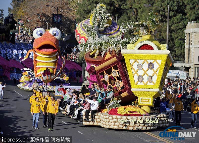 美國(guó)加州玫瑰花車(chē)游行迎馬年 中國(guó)元素花車(chē)獲獎(jiǎng)